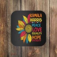Kamala Harris Peace Love Equality Hope Diversity Coaster thumb 0