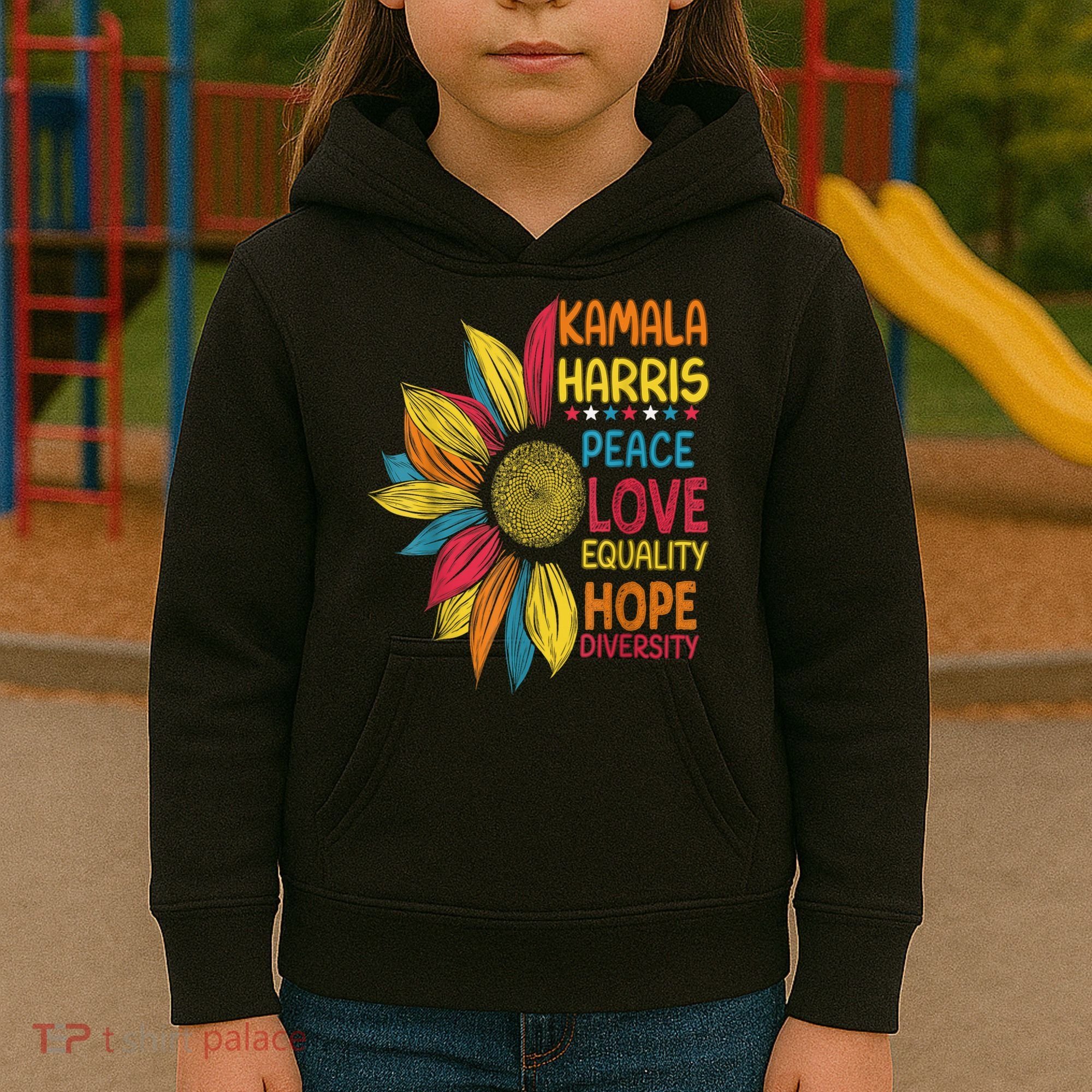 Kamala Harris Peace Love Equality Hope Diversity Kids Hoodie