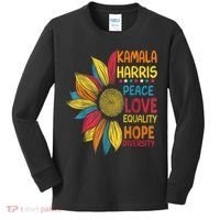 Kamala Harris Peace Love Equality Hope Diversity Kids Long Sleeve Shirt thumb 0