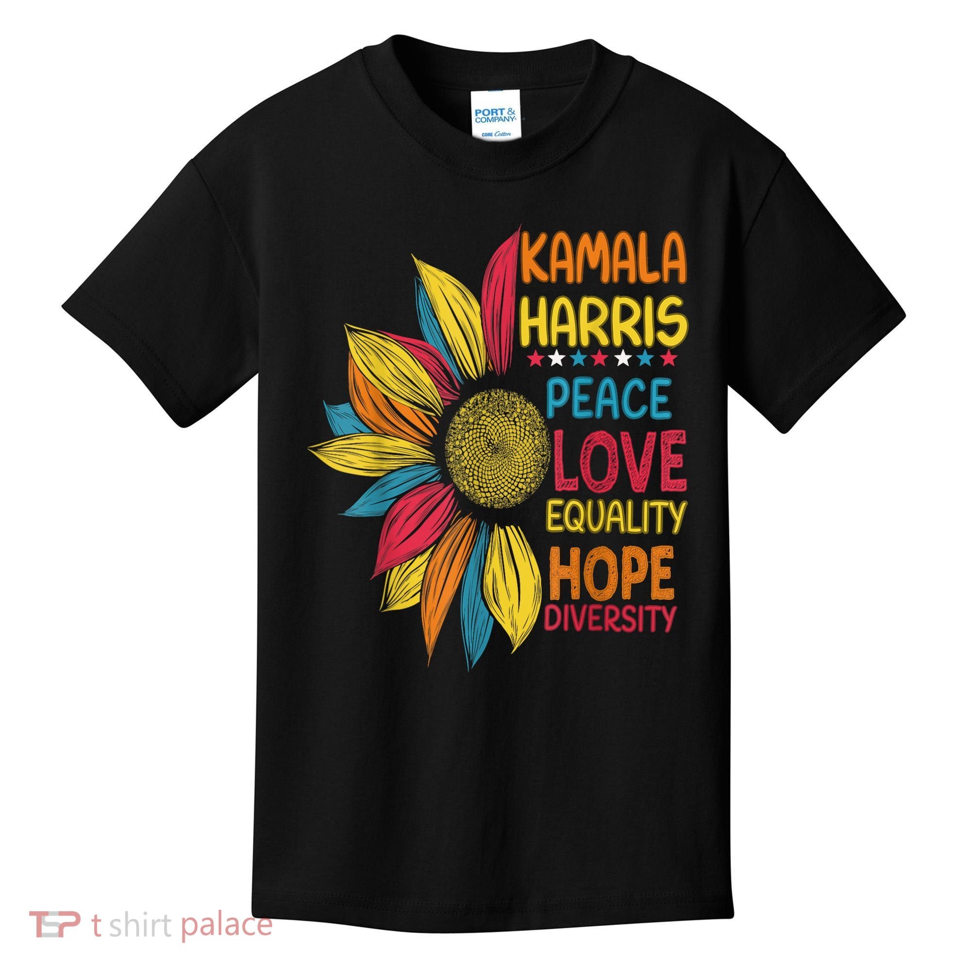 Kamala Harris Peace Love Equality Hope Diversity Kids T-Shirt