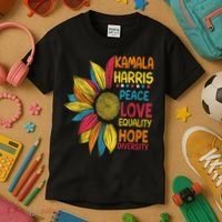 Kamala Harris Peace Love Equality Hope Diversity Kids T-Shirt thumb 3