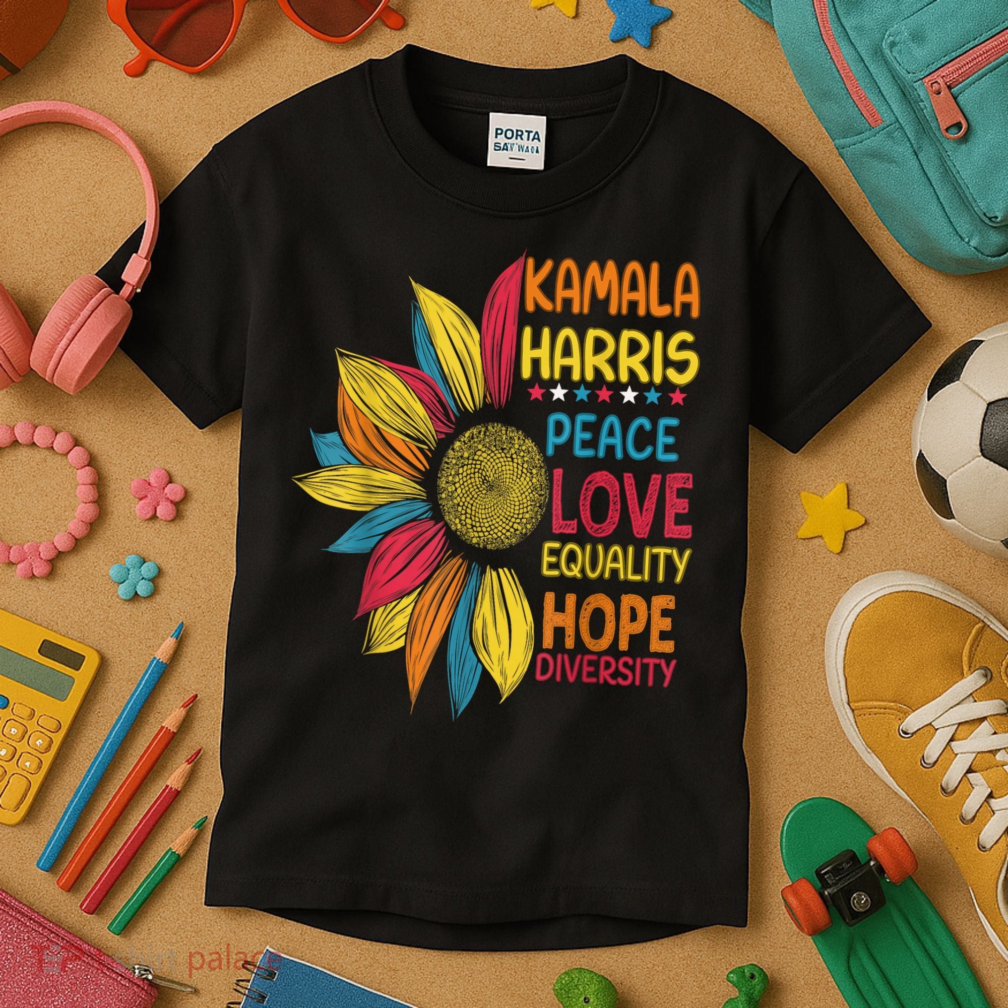 Kamala Harris Peace Love Equality Hope Diversity Kids T-Shirt