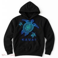 Kauai Hawaii Sea Blue Tribal Turtle Hoodie thumb 0