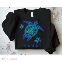 Kauai Hawaii Sea Blue Tribal Turtle Sweatshirt thumb 2