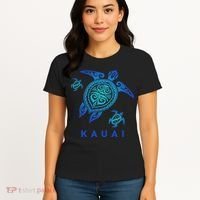 Kauai Hawaii Sea Blue Tribal Turtle Women's T-Shirt thumb 4