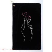Kpop Hand Symbol Heart Kdrama Korean Pop Music Fan Gift Golf Towel thumb 0