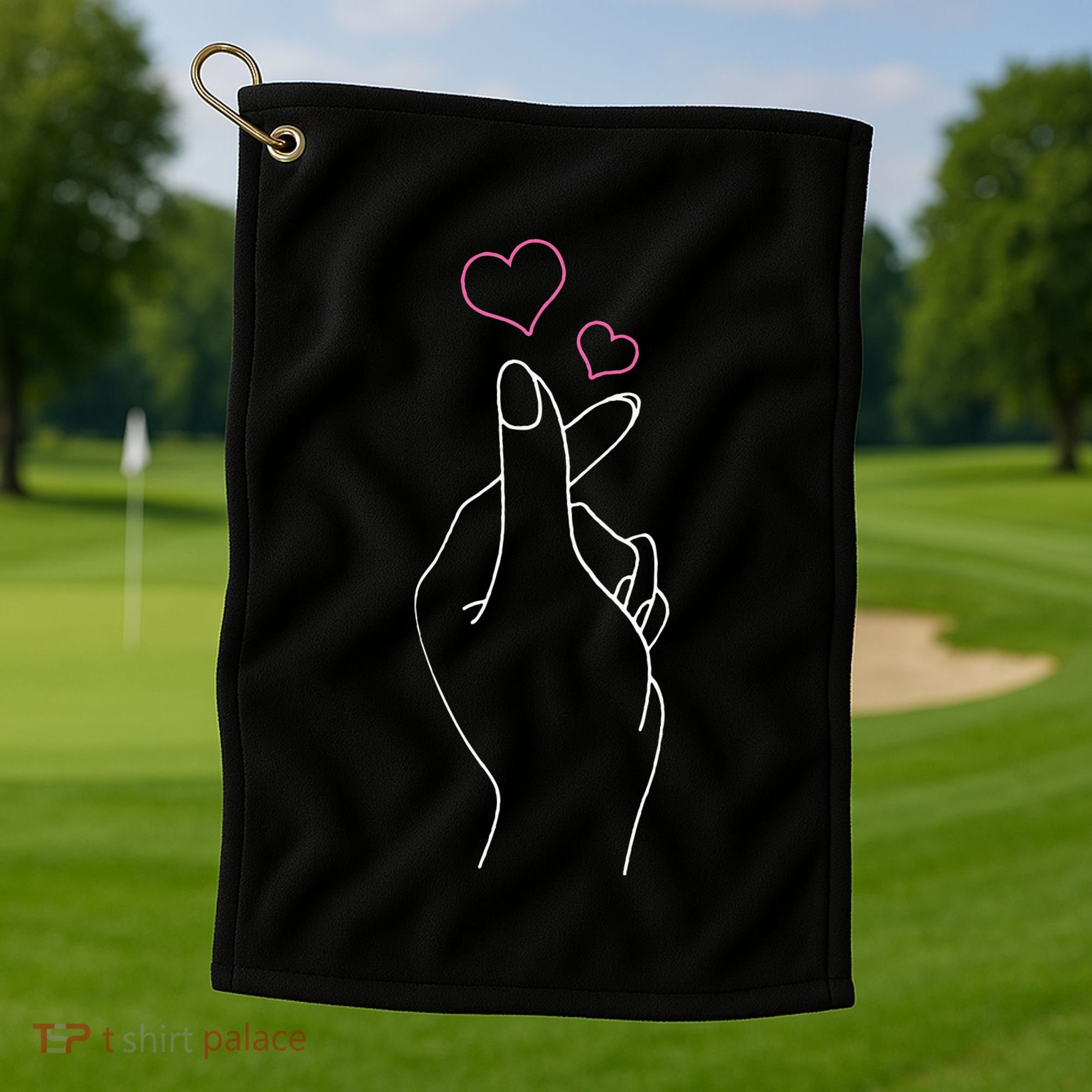 Kpop Hand Symbol Heart Kdrama Korean Pop Music Fan Gift Golf Towel
