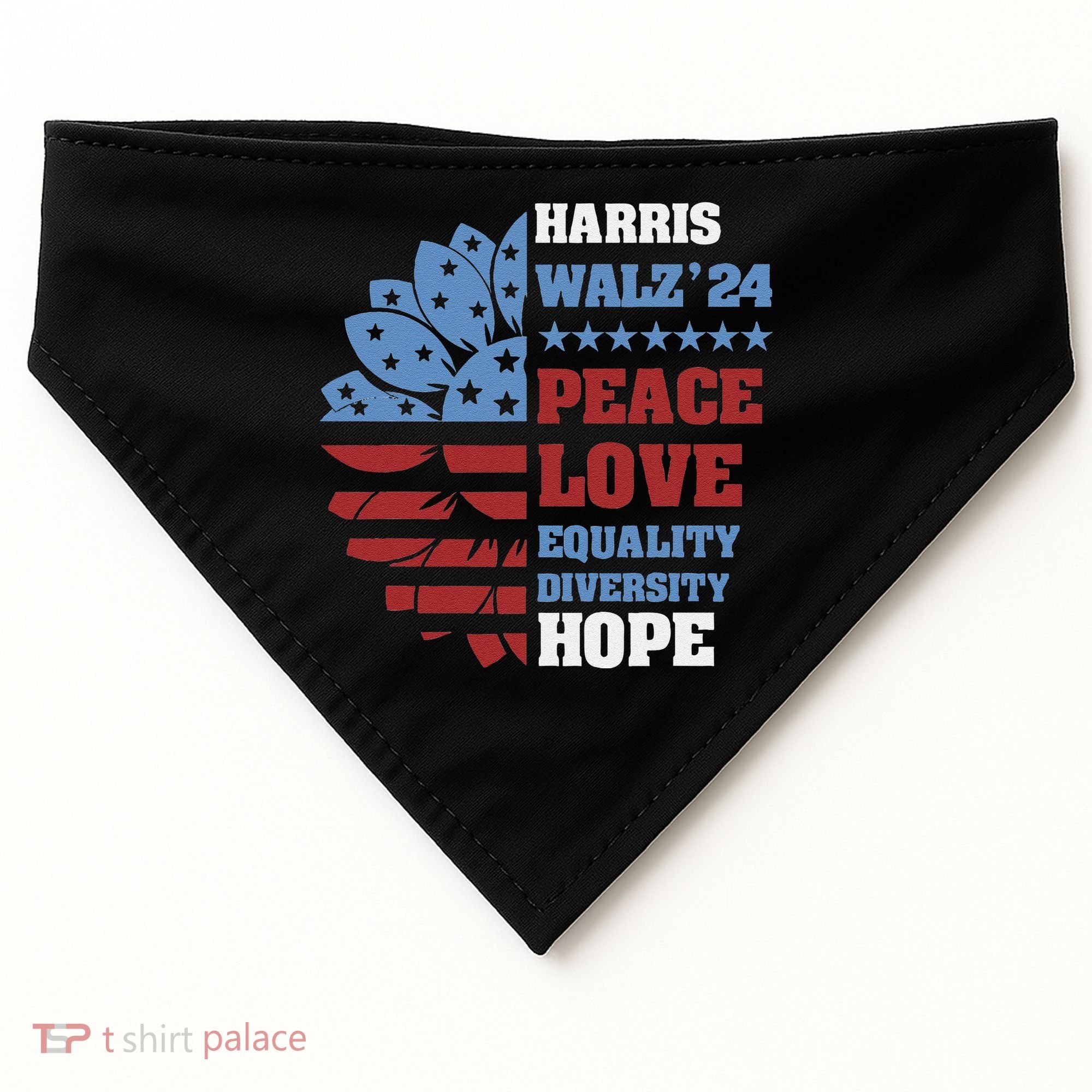 Kamala Harris Tim Walz 2024 Peace Lgbt Harris Walz Waltz USA-Made Doggie Bandana
