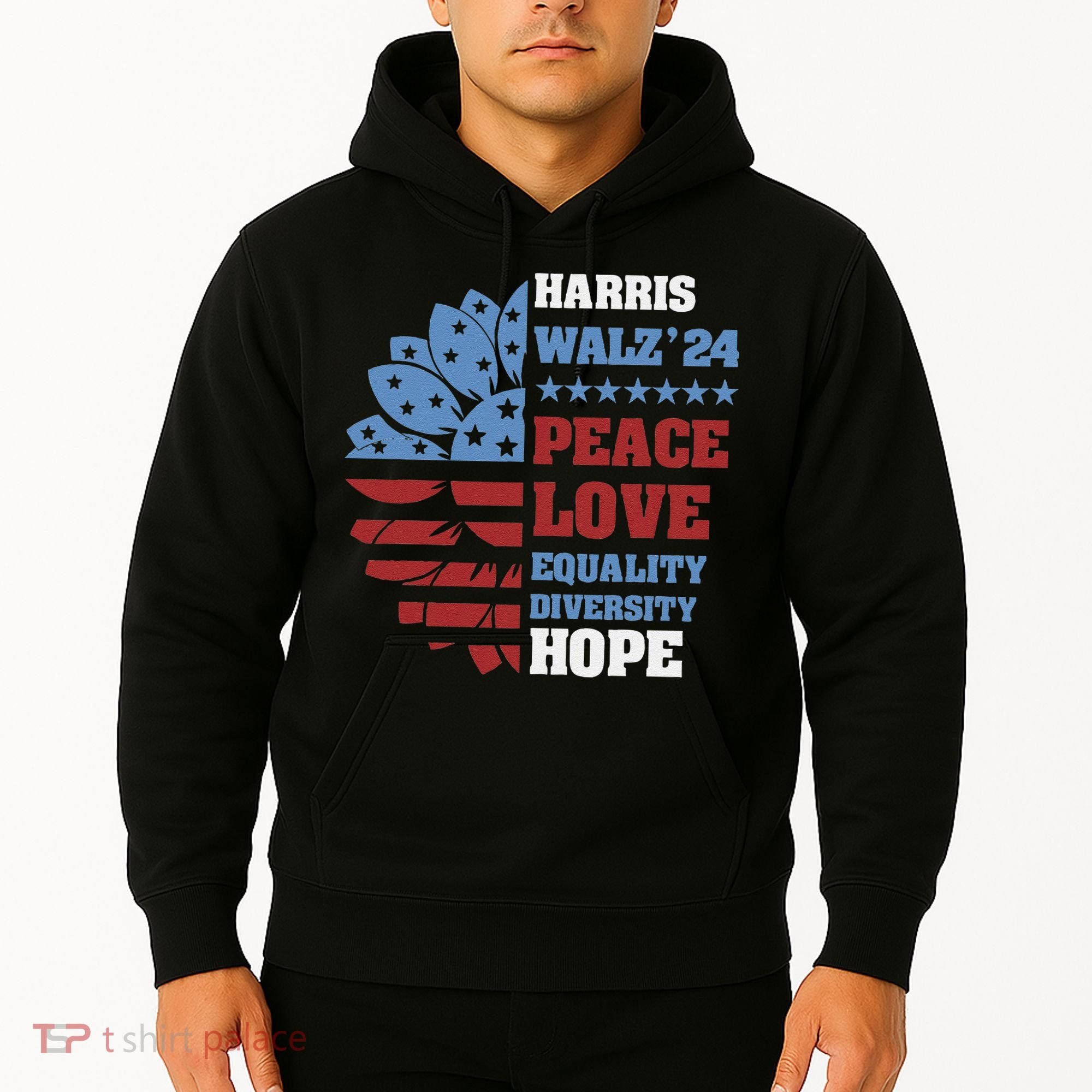 Kamala Harris Tim Walz 2024 Peace Lgbt Harris Walz Waltz Hoodie