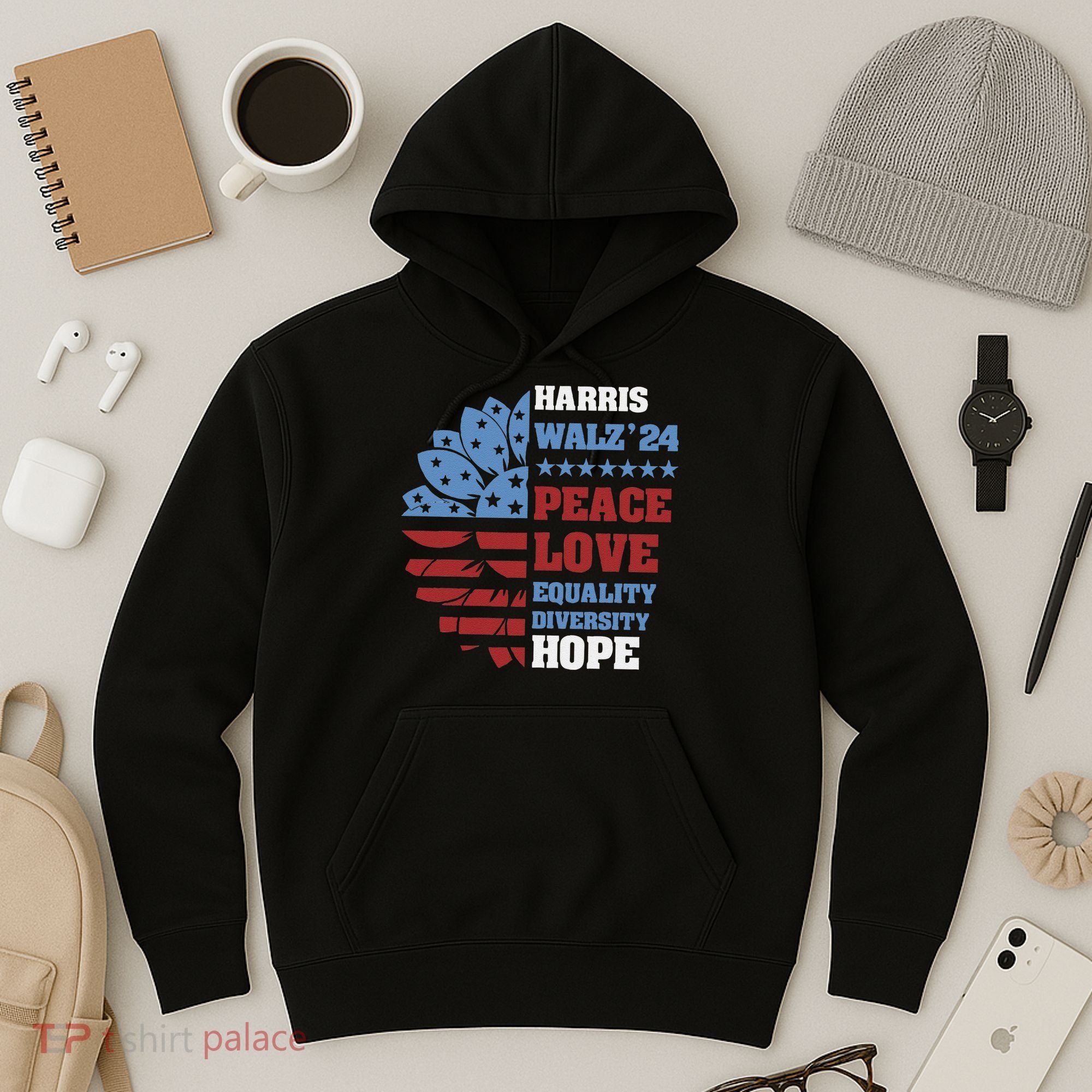 Kamala Harris Tim Walz 2024 Peace Lgbt Harris Walz Waltz Hoodie