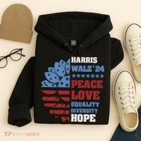 Kamala Harris Tim Walz 2024 Peace Lgbt Harris Walz Waltz Hoodie thumb 4