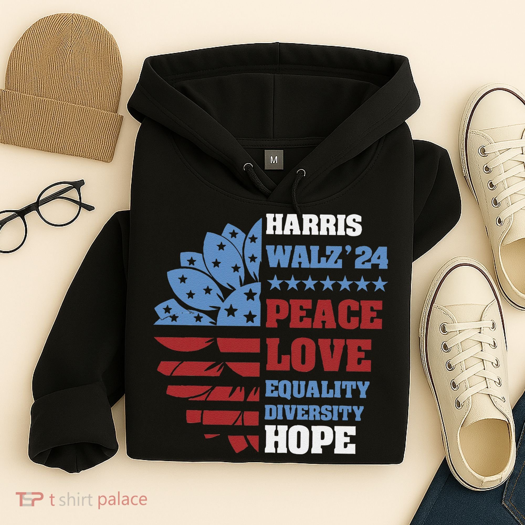 Kamala Harris Tim Walz 2024 Peace Lgbt Harris Walz Waltz Hoodie