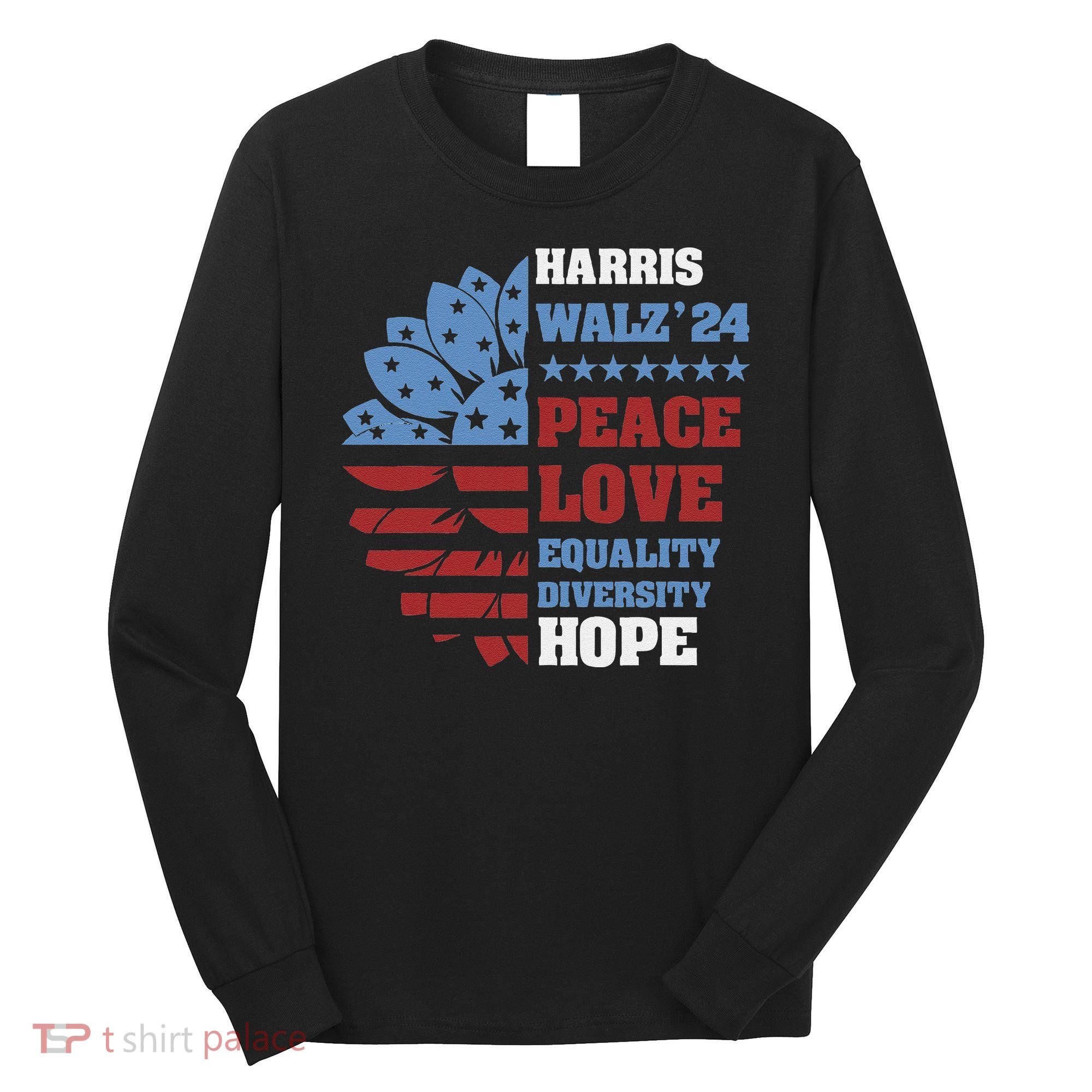 Kamala Harris Tim Walz 2024 Peace Lgbt Harris Walz Waltz Long Sleeve Shirt