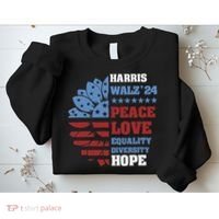 Kamala Harris Tim Walz 2024 Peace Lgbt Harris Walz Waltz Sweatshirt thumb 2