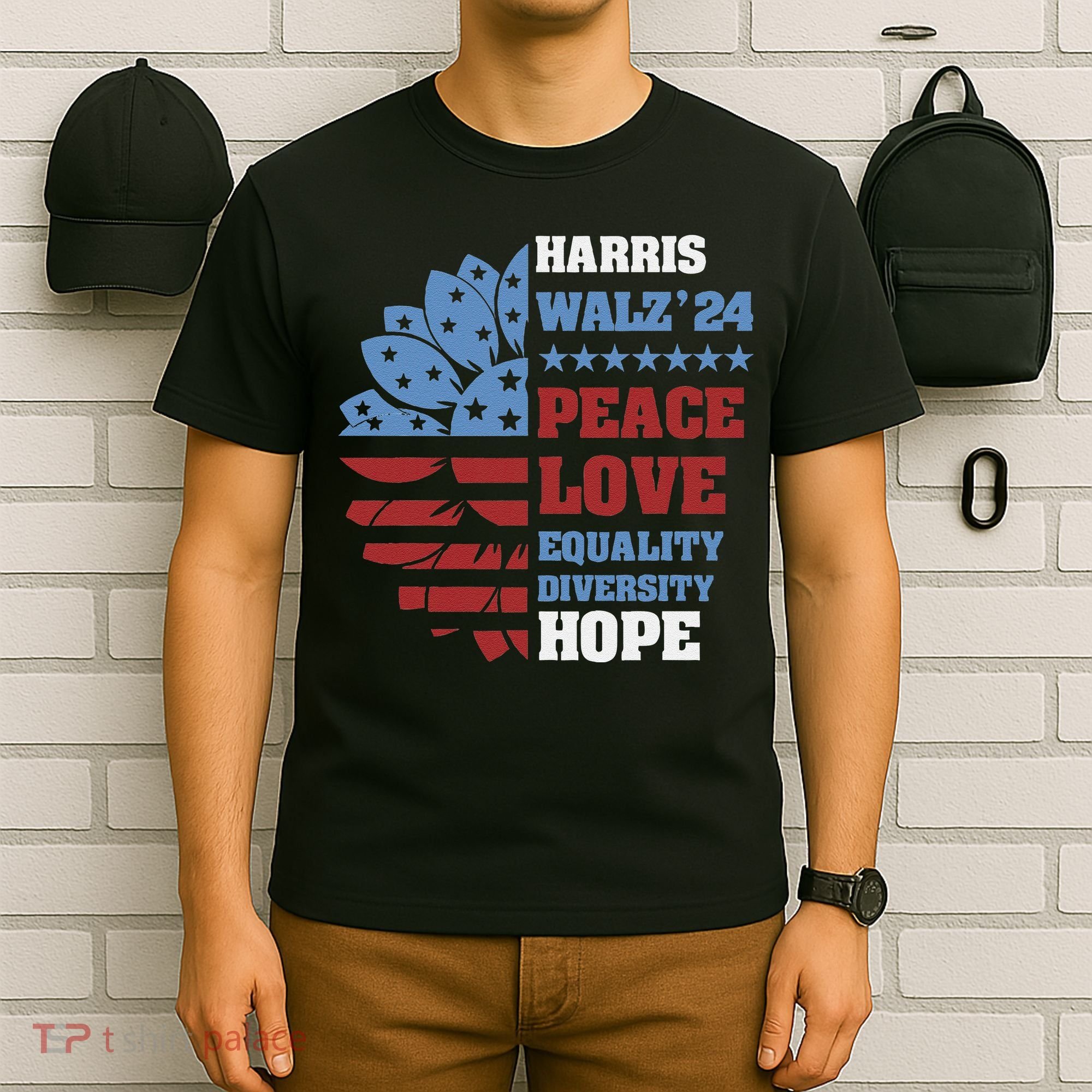 Kamala Harris Tim Walz 2024 Peace Lgbt Harris Walz Waltz T-Shirt