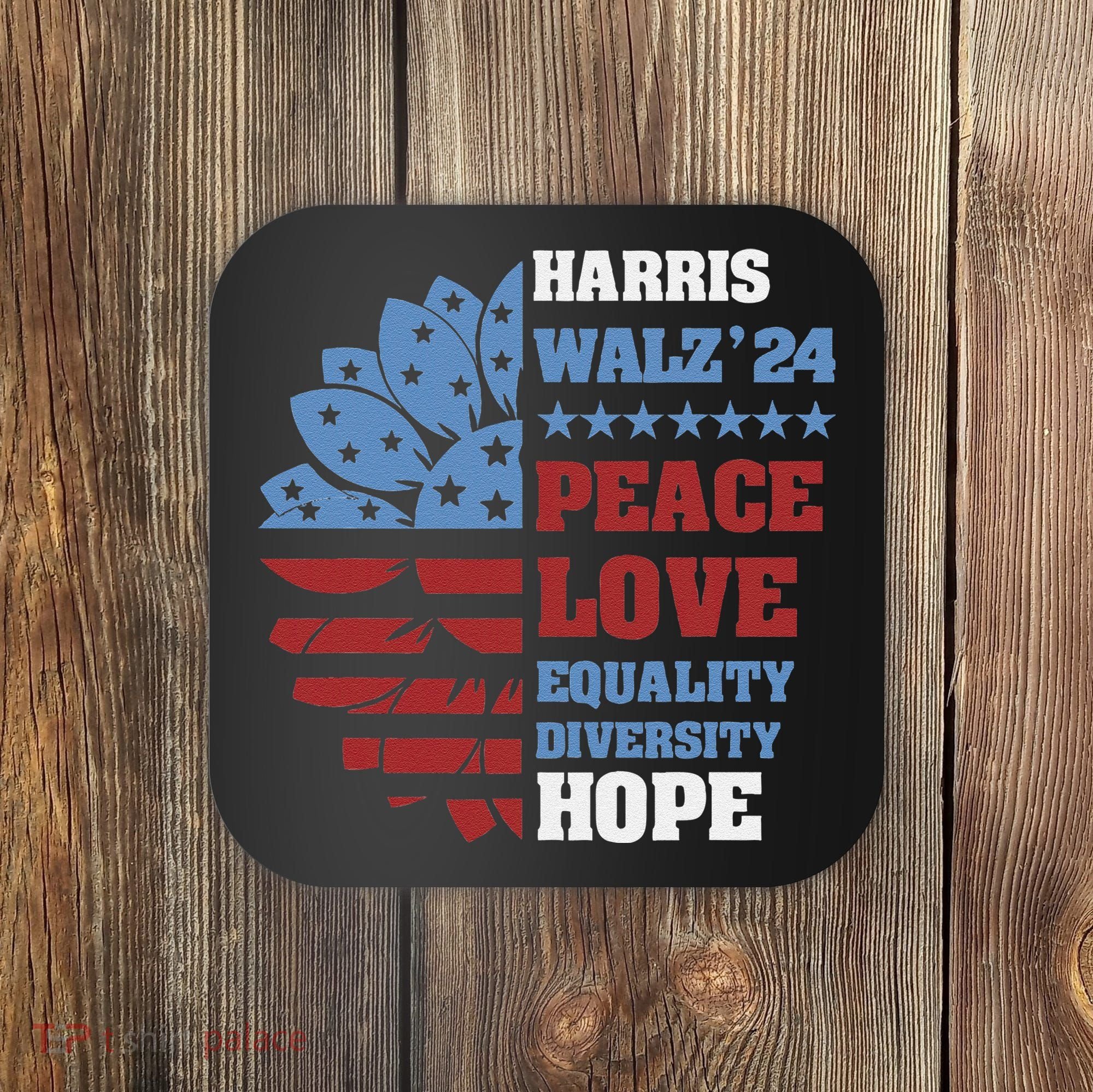 Kamala Harris Tim Walz 2024 Peace Lgbt Harris Walz Waltz Coaster