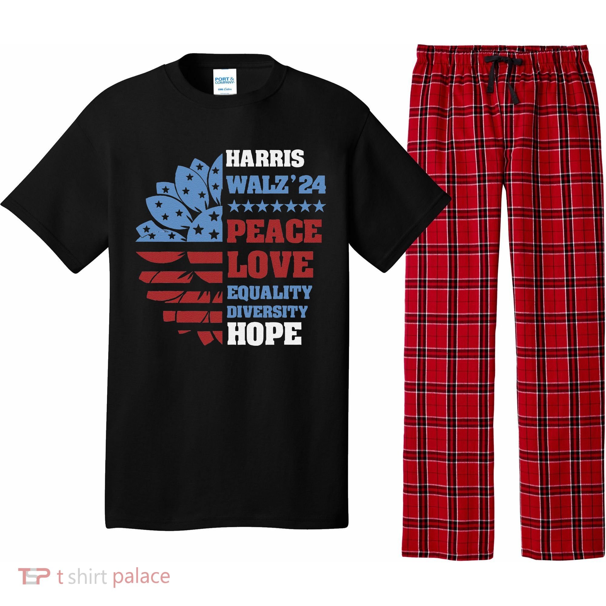 Kamala Harris Tim Walz 2024 Peace Lgbt Harris Walz Waltz Pajama Set