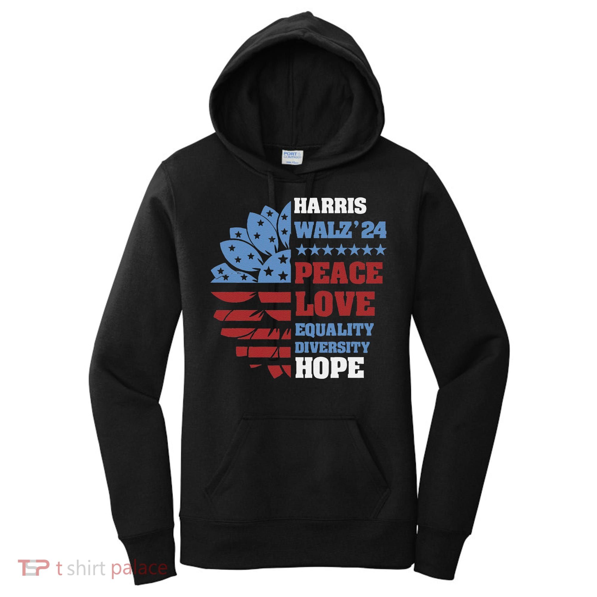 Kamala Harris Tim Walz 2024 Peace Lgbt Harris Walz Waltz Women's Hoodie