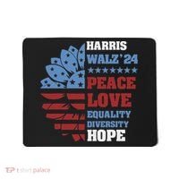 Kamala Harris Tim Walz 2024 Peace Lgbt Harris Walz Waltz Mousepad thumb 0