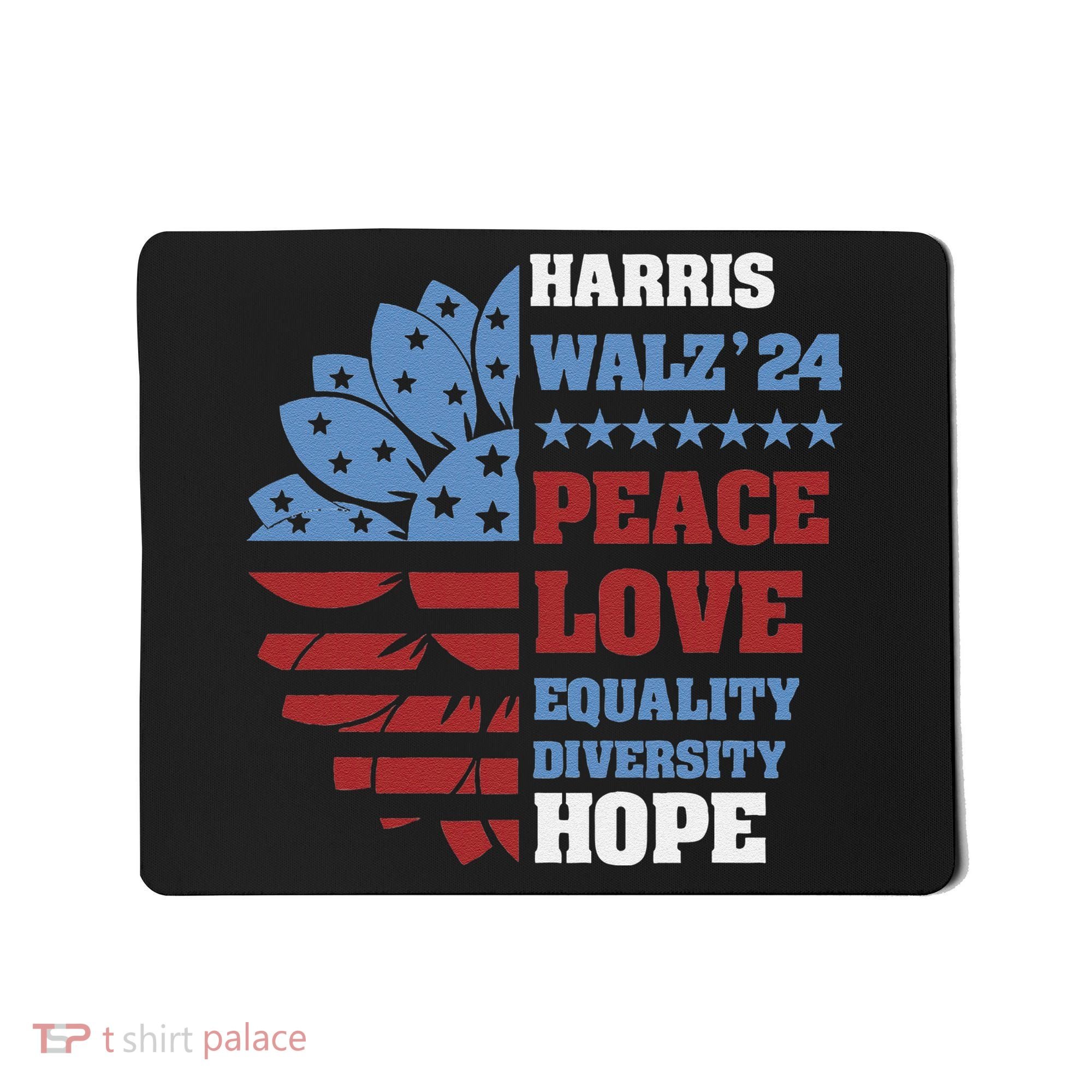 Kamala Harris Tim Walz 2024 Peace Lgbt Harris Walz Waltz Mousepad