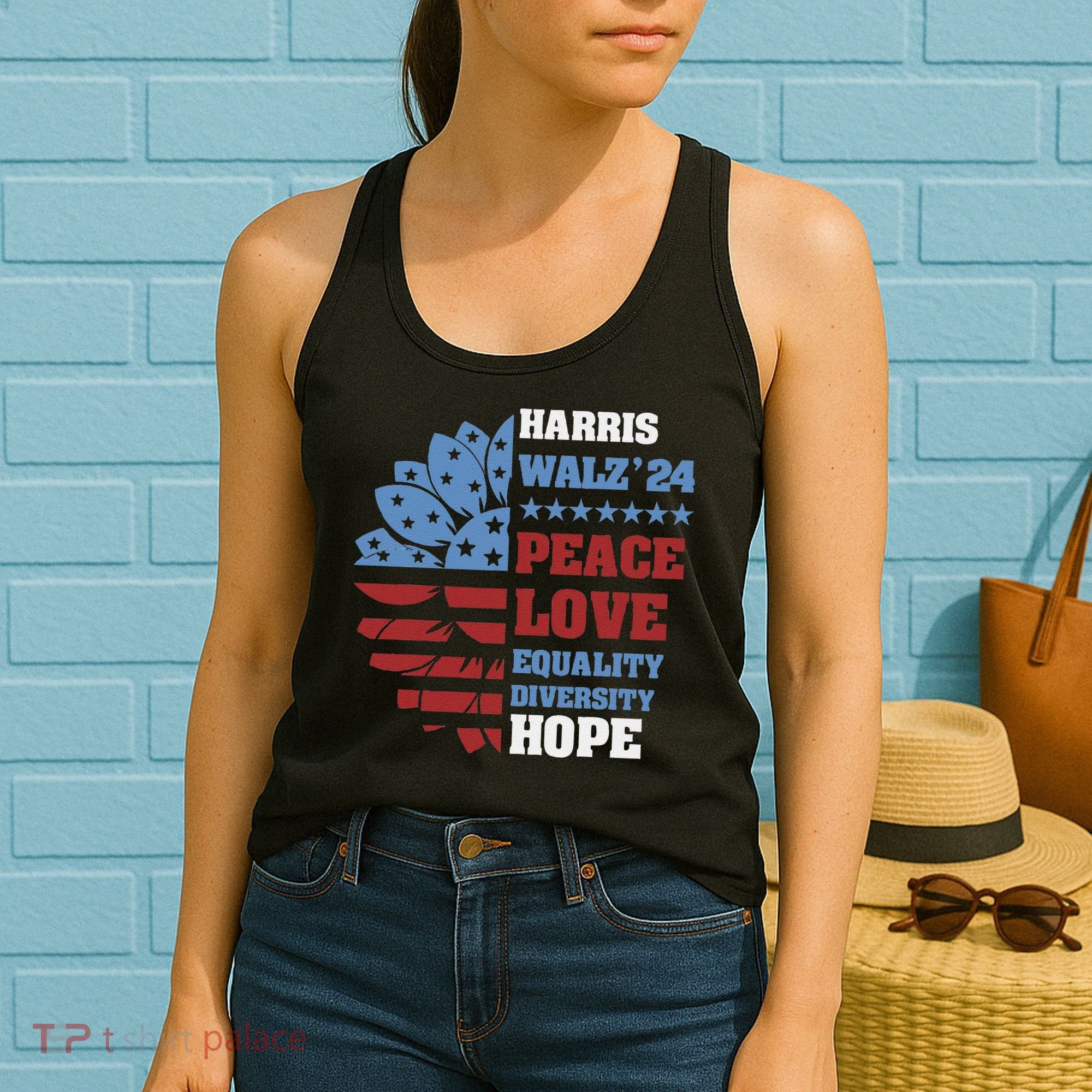 Kamala Harris Tim Walz 2024 Peace Lgbt Harris Walz Waltz Women's Tank Top