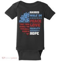 Kamala Harris Tim Walz 2024 Peace Lgbt Harris Walz Waltz Baby Bodysuit thumb 0