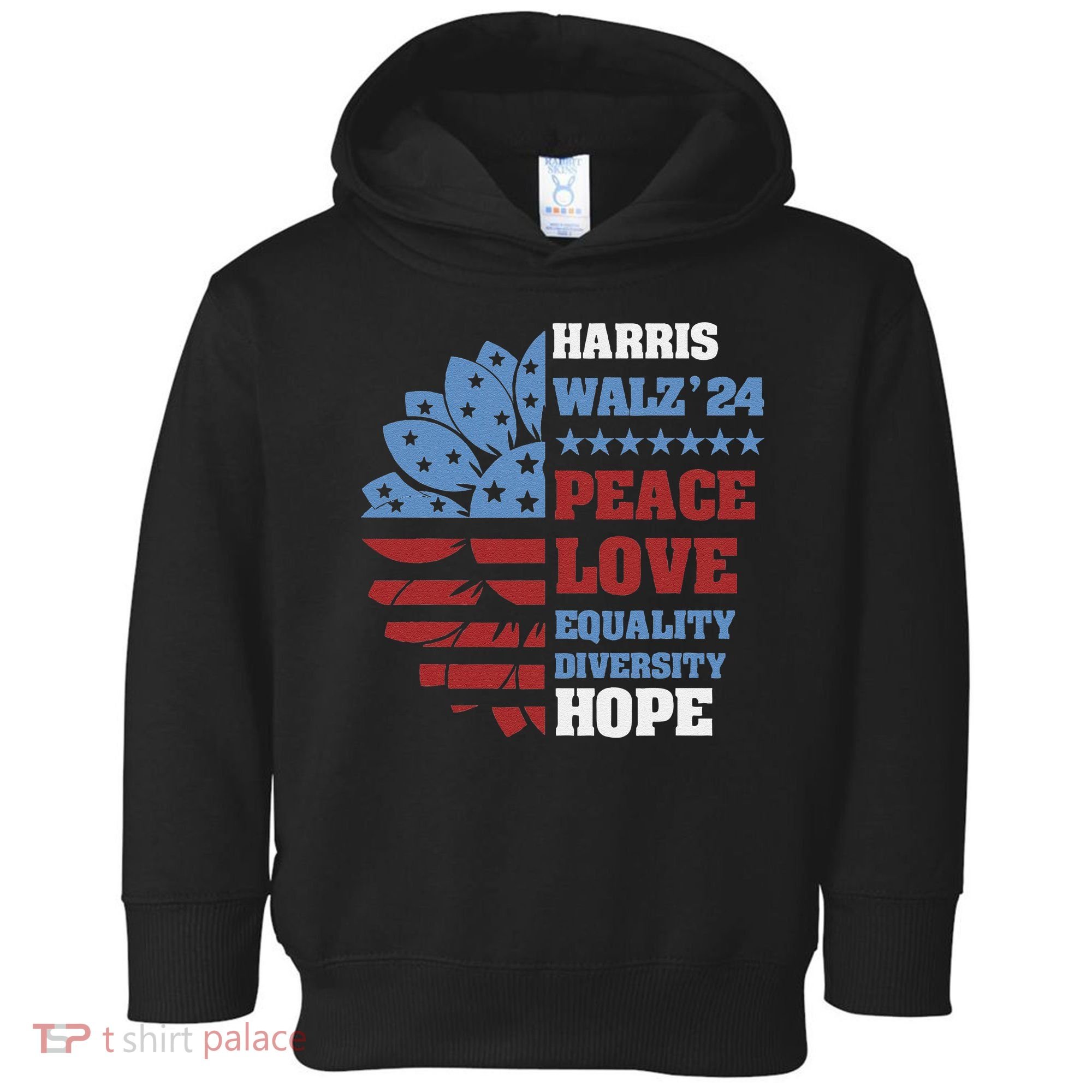 Kamala Harris Tim Walz 2024 Peace Lgbt Harris Walz Waltz Toddler Hoodie