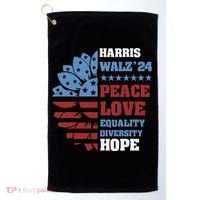 Kamala Harris Tim Walz 2024 Peace Lgbt Harris Walz Waltz Golf Towel thumb 0
