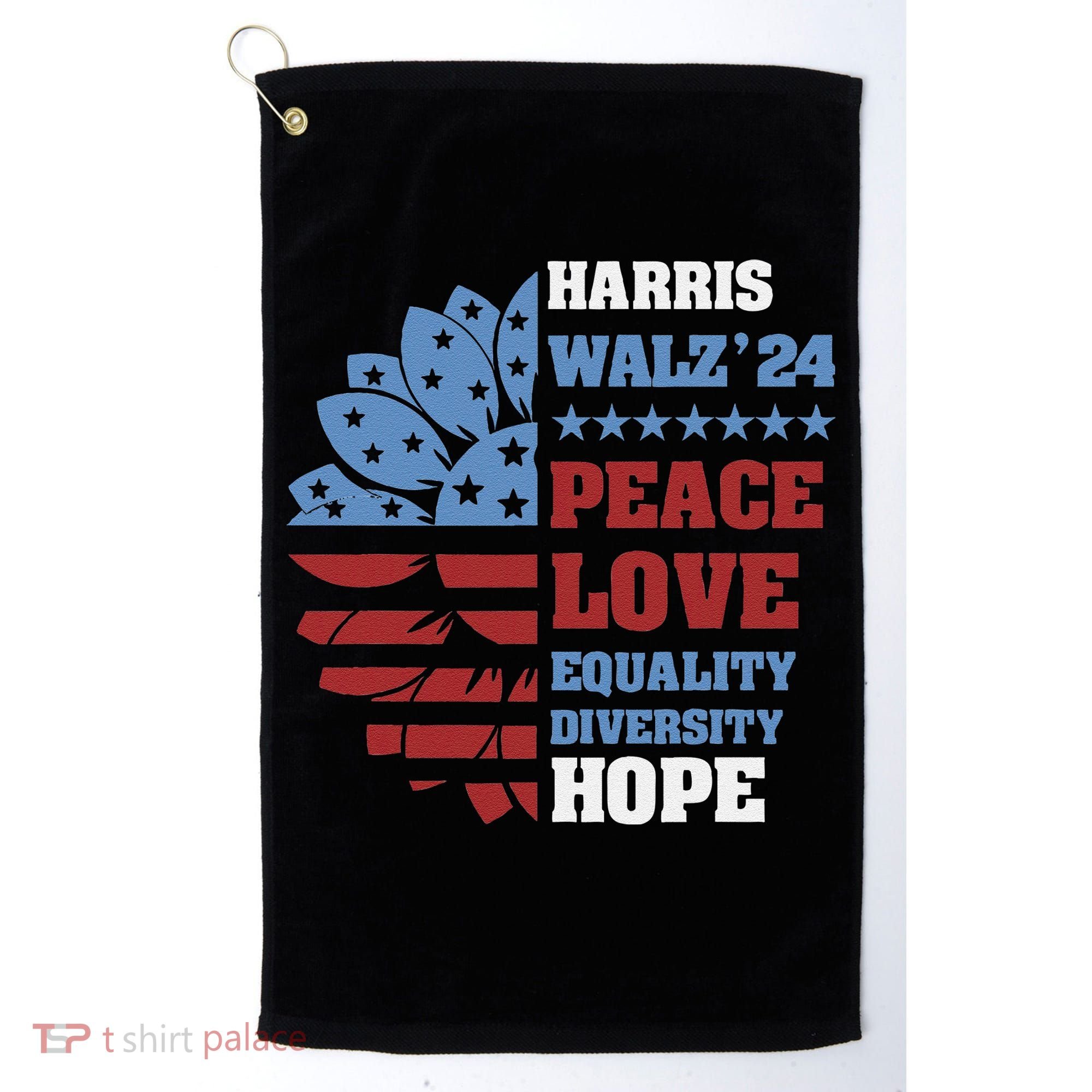 Kamala Harris Tim Walz 2024 Peace Lgbt Harris Walz Waltz Golf Towel