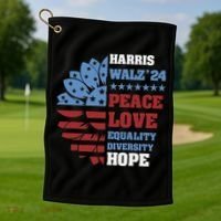 Kamala Harris Tim Walz 2024 Peace Lgbt Harris Walz Waltz Golf Towel thumb 1