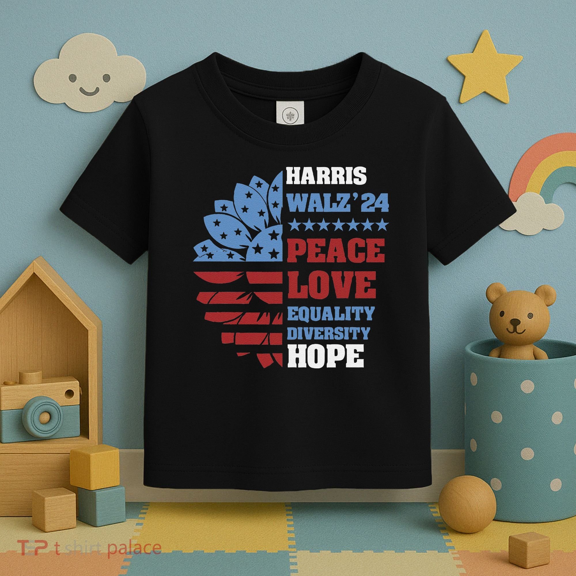 Kamala Harris Tim Walz 2024 Peace Lgbt Harris Walz Waltz Toddler T-Shirt