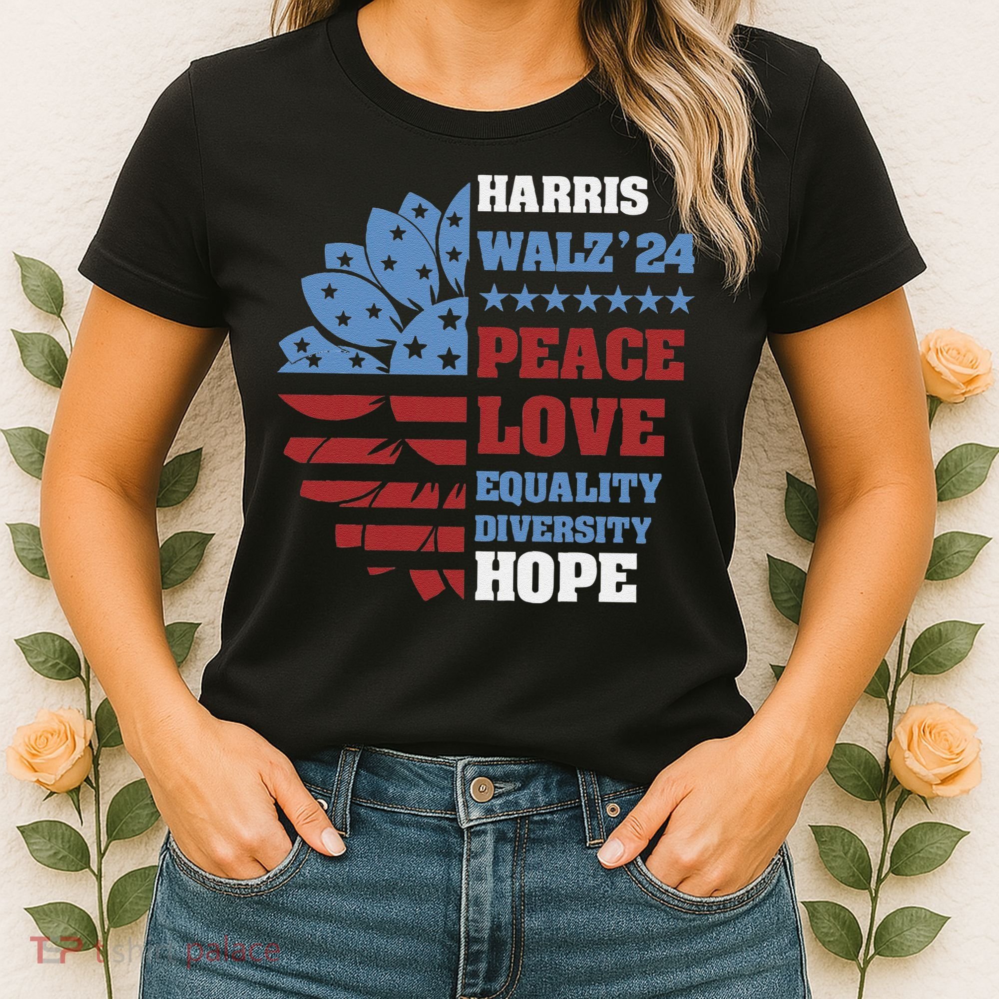 Kamala Harris Tim Walz 2024 Peace Lgbt Harris Walz Waltz Women's T-Shirt