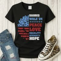 Kamala Harris Tim Walz 2024 Peace Lgbt Harris Walz Waltz Women's T-Shirt thumb 3
