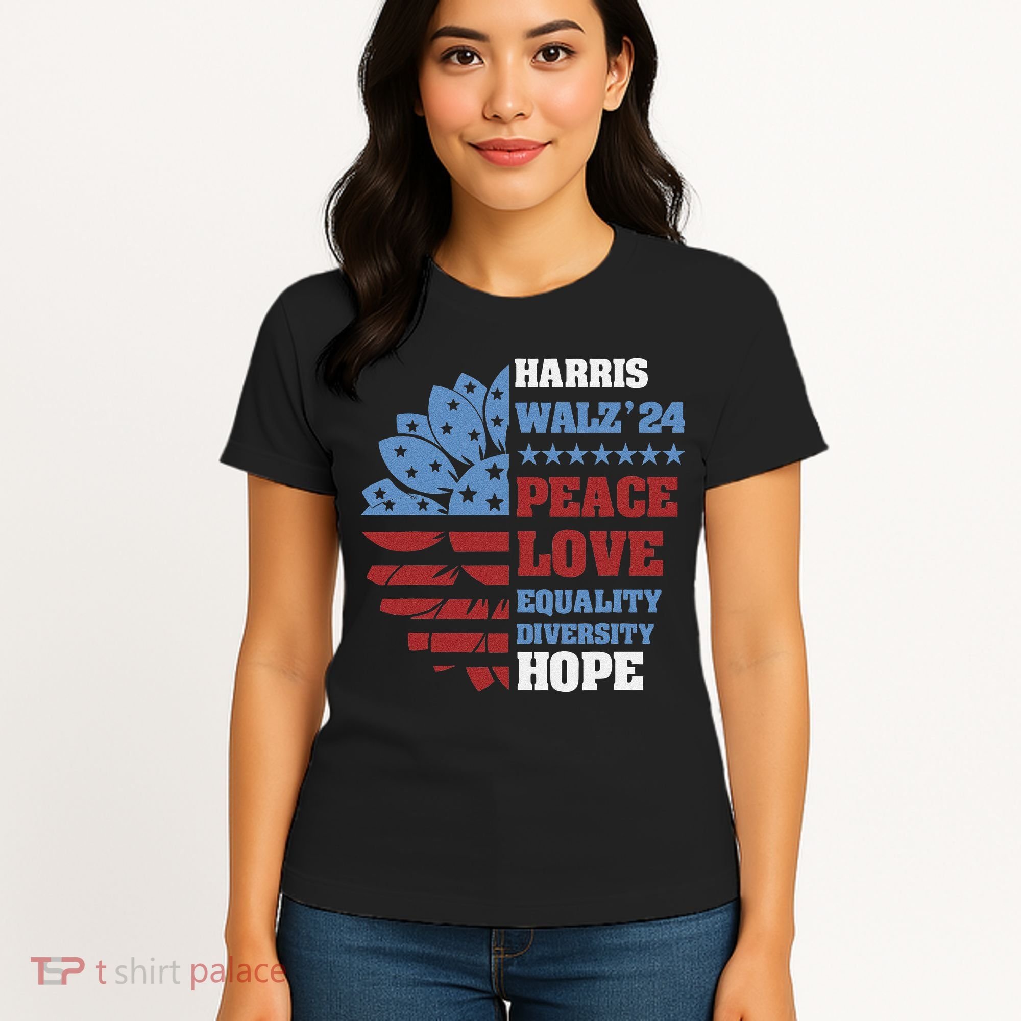 Kamala Harris Tim Walz 2024 Peace Lgbt Harris Walz Waltz Women's T-Shirt