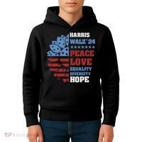 Kamala Harris Tim Walz 2024 Peace Lgbt Harris Walz Waltz Kids Hoodie thumb 4