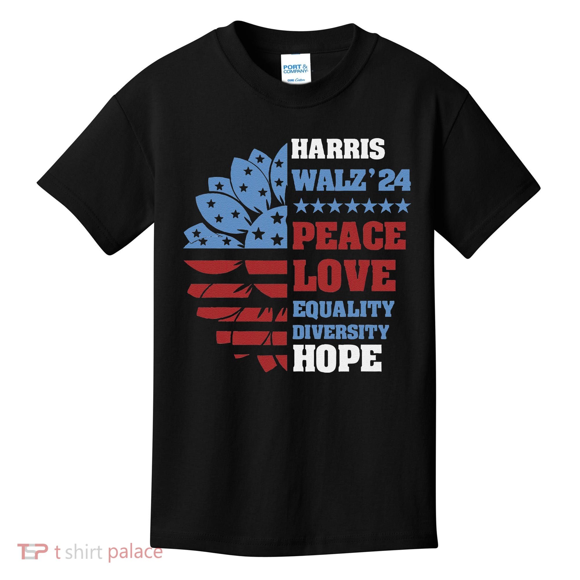 Kamala Harris Tim Walz 2024 Peace Lgbt Harris Walz Waltz Kids T-Shirt