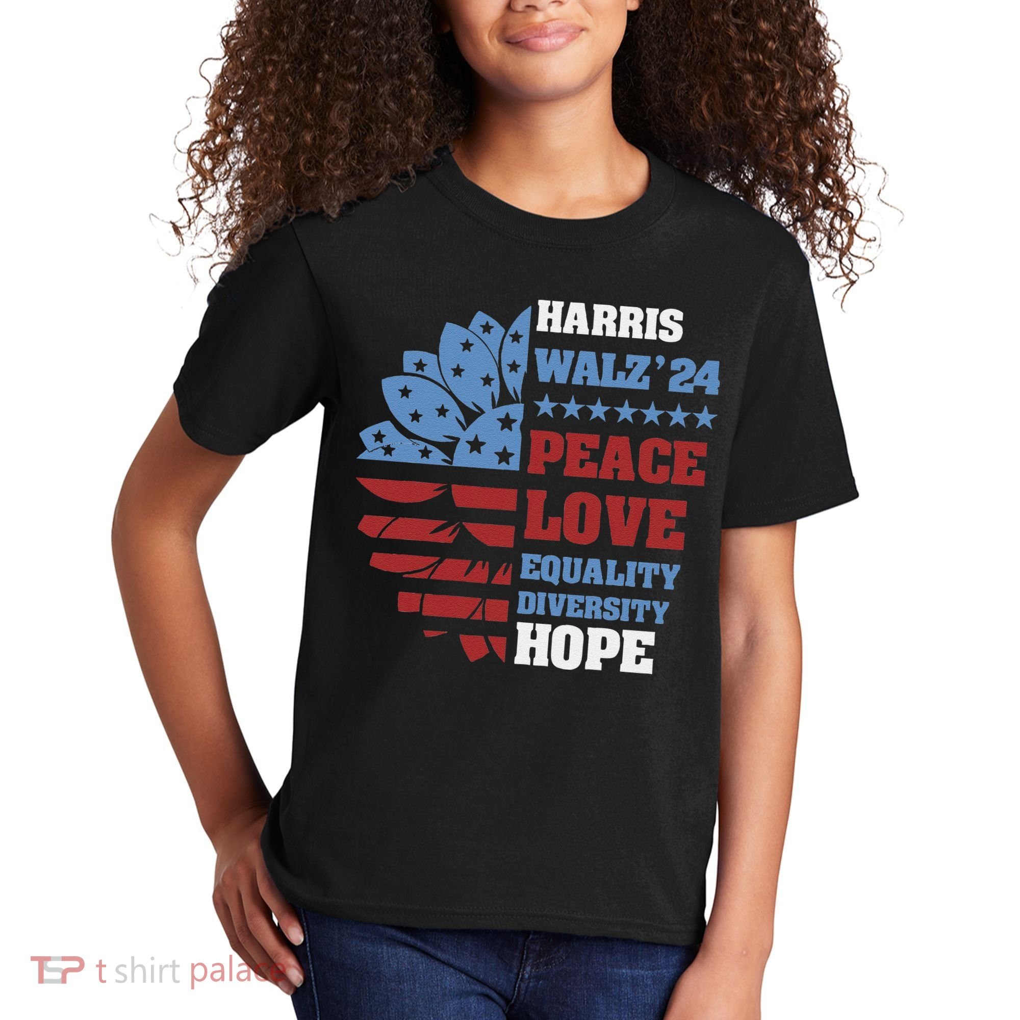 Kamala Harris Tim Walz 2024 Peace Lgbt Harris Walz Waltz Kids T-Shirt