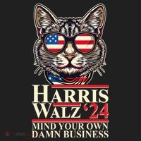 Kamala Harris Tim Walz 2024 Mind Your Own Damn Business Patriotic Cat Hat thumb 2