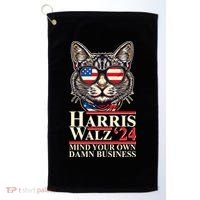 Kamala Harris Tim Walz 2024 Mind Your Own Damn Business Patriotic Cat Golf Towel thumb 0