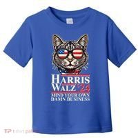 Kamala Harris Tim Walz 2024 Mind Your Own Damn Business Patriotic Cat Toddler T-Shirt thumb 0