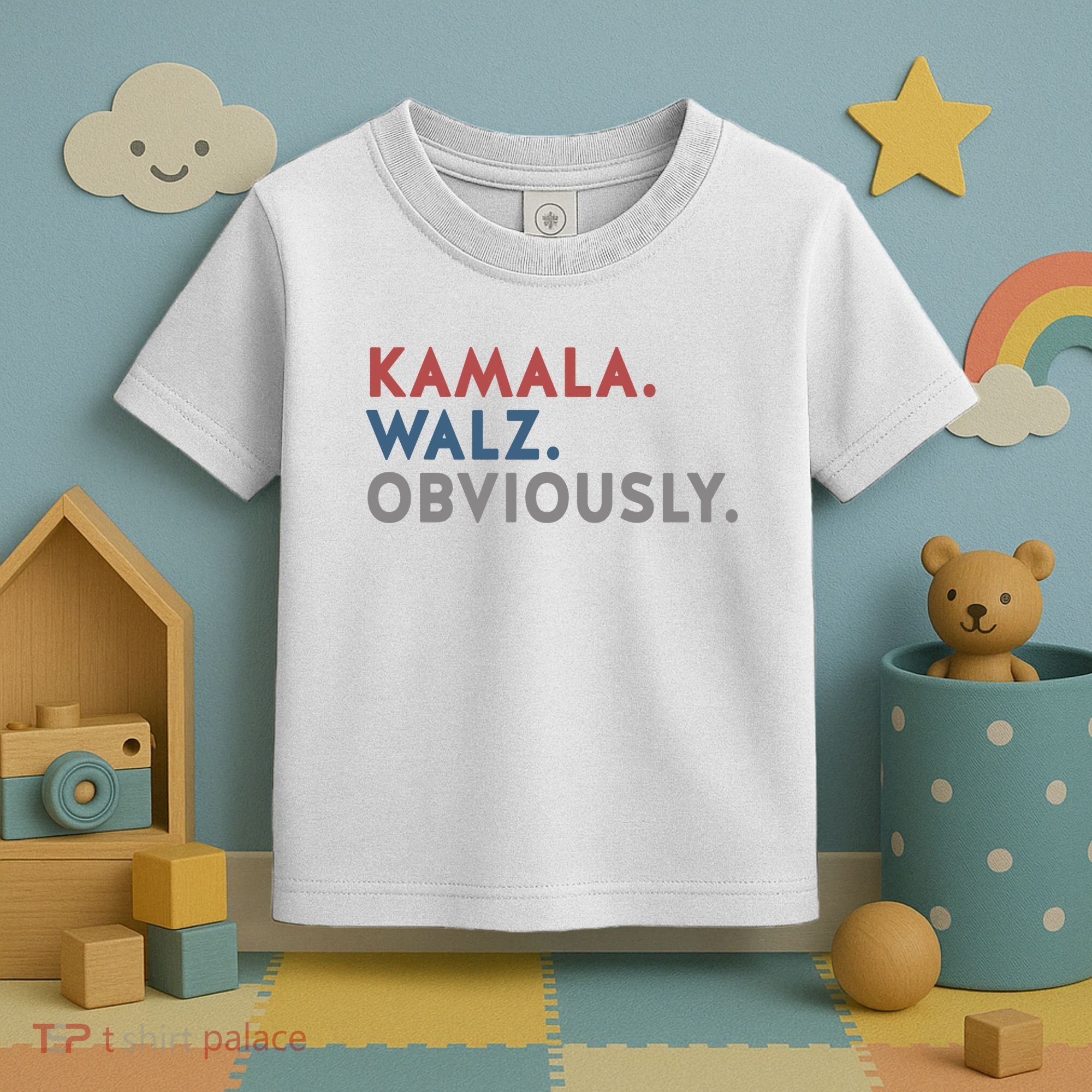 Kamala Harris Tim Walz Obviously 2024 Election Toddler T-Shirt