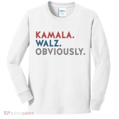 Kamala Harris Tim Walz Obviously 2024 Election Kids Long Sleeve Shirt