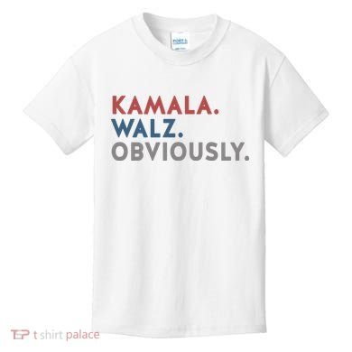 Kamala Harris Tim Walz Obviously 2024 Election Kids T-Shirt