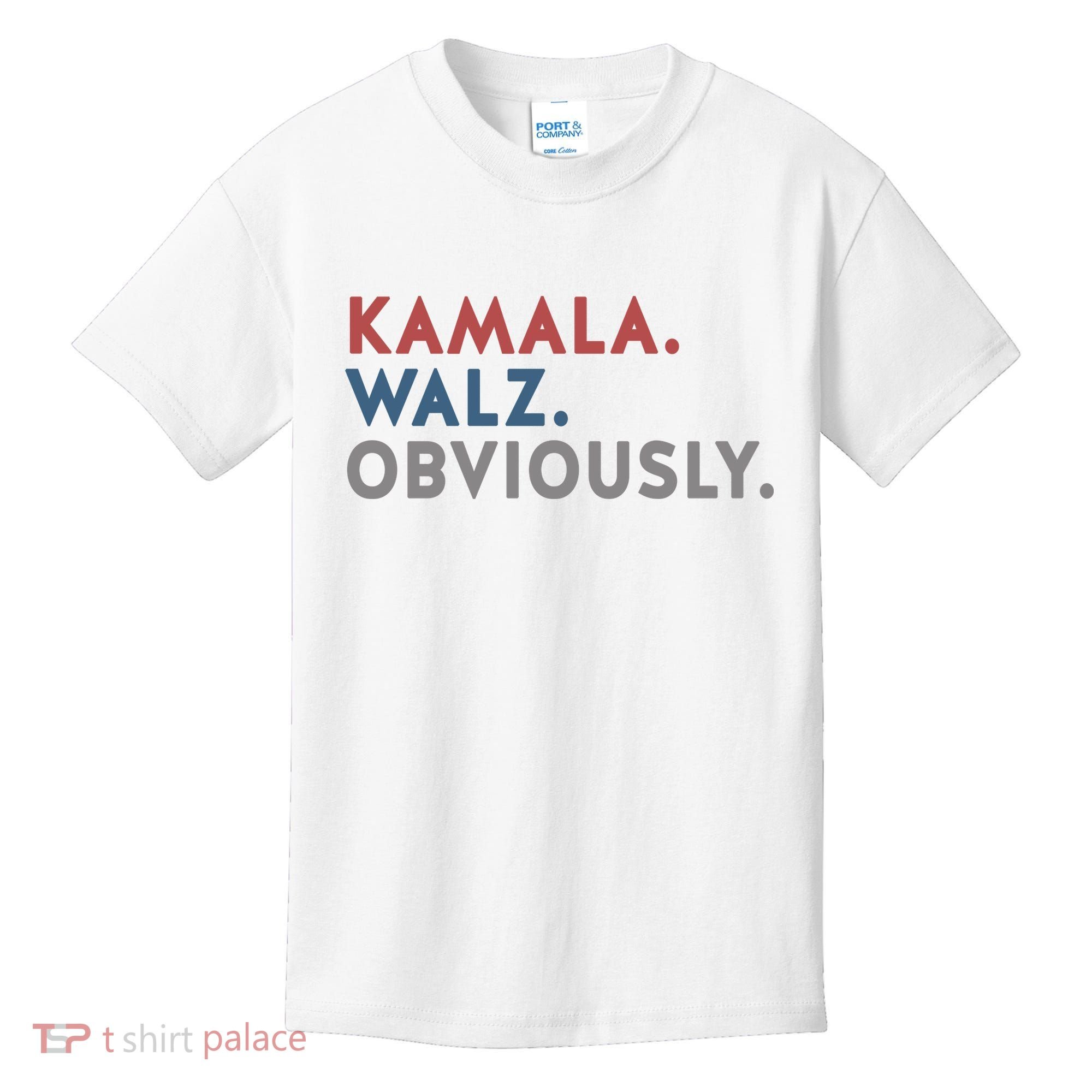 Kamala Harris Tim Walz Obviously 2024 Election Kids T-Shirt
