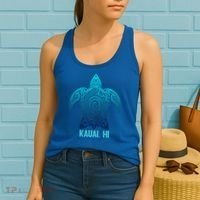 Kauai Hawaii Tribal Sea Turtle Hawaiian Surfer Scuba Diving Gift Women's Tank Top thumb 2