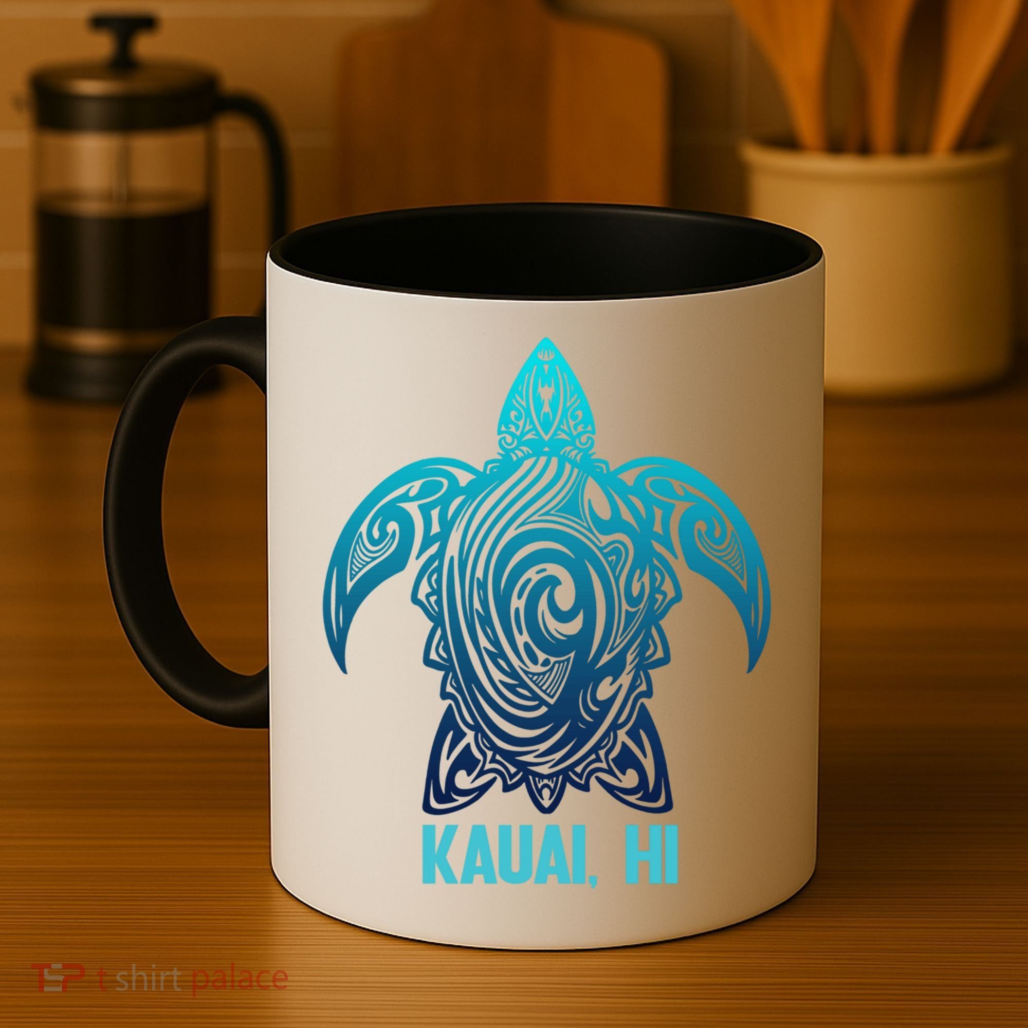 Kauai Hawaii Tribal Sea Turtle Hawaiian Surfer Scuba Diving Coffee Mug
