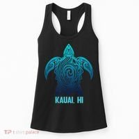 Kauai Hawaii Tribal Sea Turtle Hawaiian Surfer Scuba Diving Women's Tank Top thumb 0