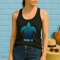 Kauai Hawaii Tribal Sea Turtle Hawaiian Surfer Scuba Diving Women's Tank Top thumb 2