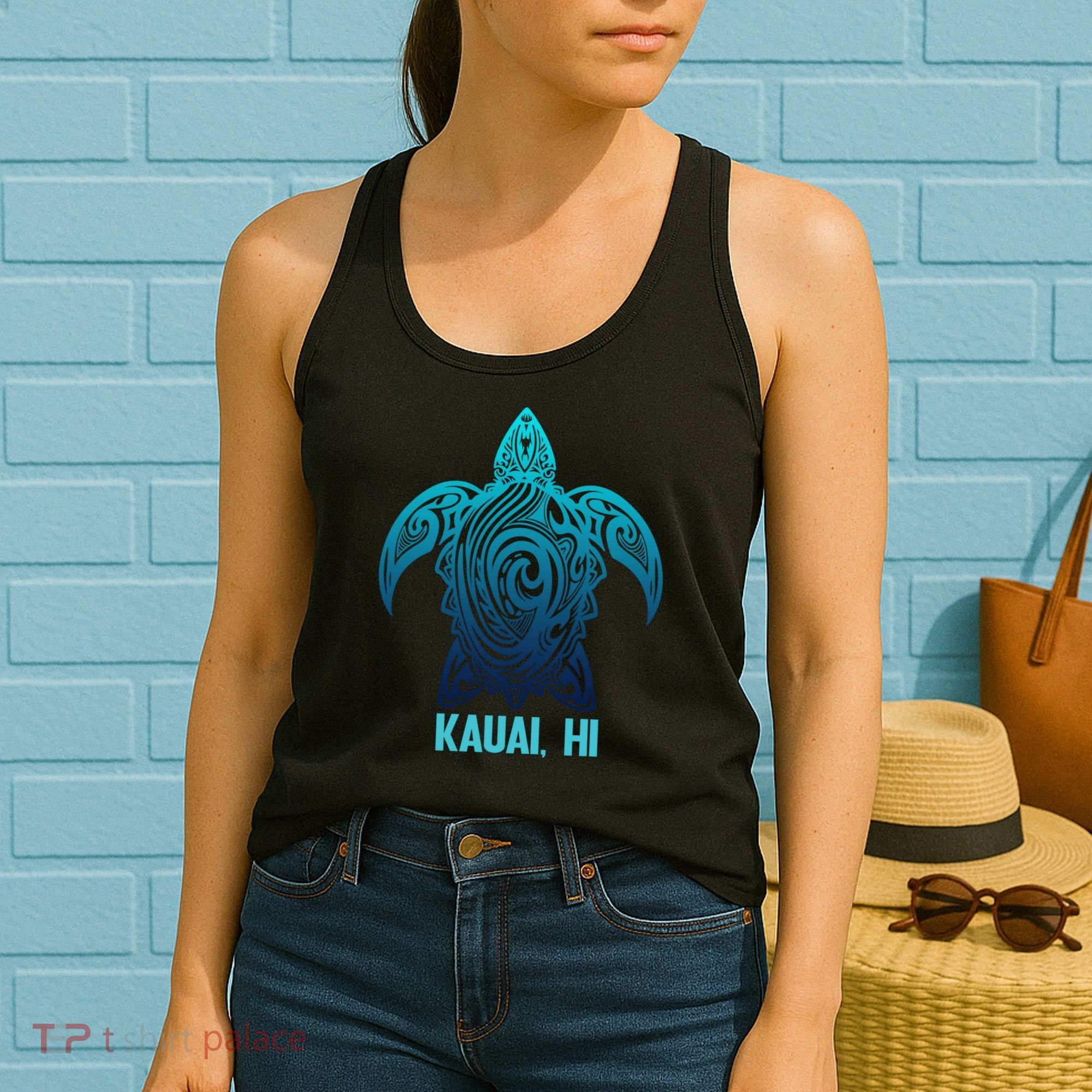 Kauai Hawaii Tribal Sea Turtle Hawaiian Surfer Scuba Diving Women's Tank Top
