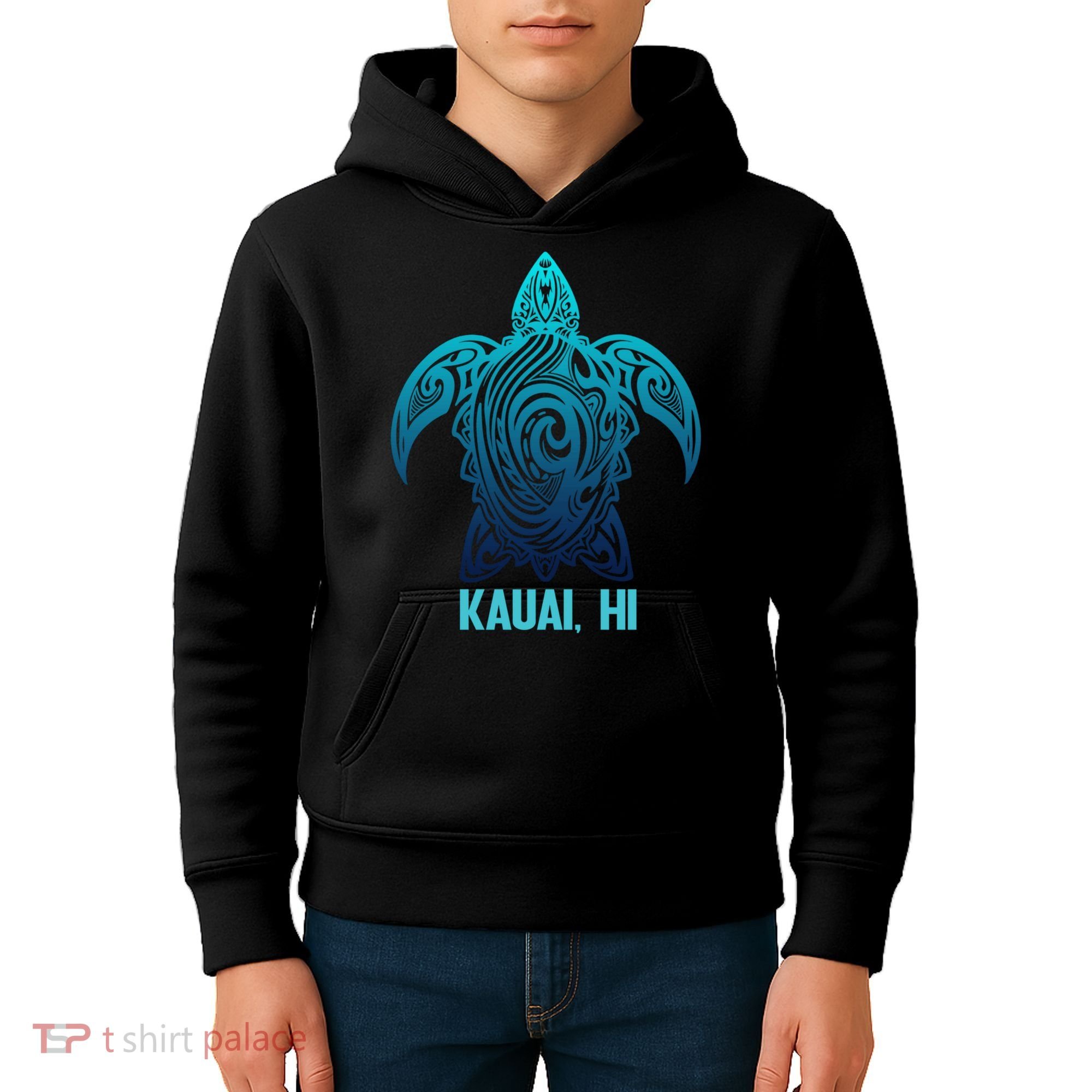 Kauai Hawaii Tribal Sea Turtle Hawaiian Surfer Scuba Diving Kids Hoodie